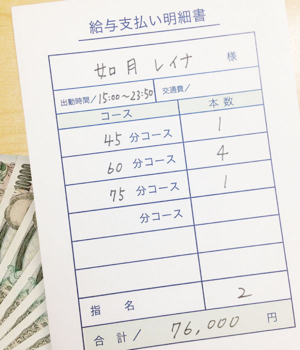 1日5万円以上稼ぐ人気嬢のお給料明細Check！｜大阪風俗求人【ビガーネット】関西版